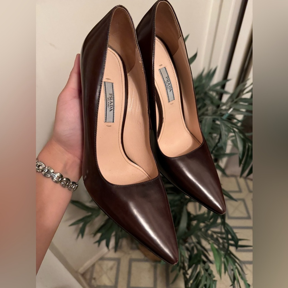 Prada pointed toe leather heels